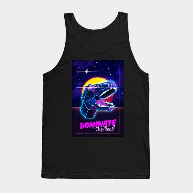 Electric Jurassic Rex - Dominate the Planet Tank Top by forge22